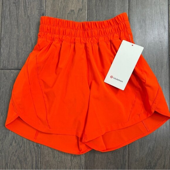 Lululemon NWT Track That High-Rise Lined Short 5" Solar Orange - Picture 3 of 10
